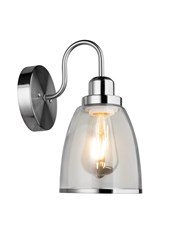 Rossi Silver Chrome Unswitched Wall Light - Clear Glass Rossi Silver Chrome Unswitched Wall Light - Clear Glass