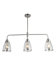 Rossi 3 Light Bar Ceiling Light - Clear Shades with Silver Rim Rossi 3 Light Bar Ceiling Light - Clear Shades with Silver Rim