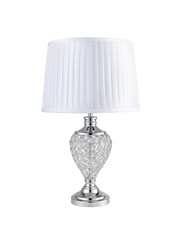 Hepburn Large Crystal Glass Table Lamp with Matching Ivory Pleat Shade - Silver Hepburn Large Crystal Glass Table Lamp with Matching Ivory Pleat Shade - Silver