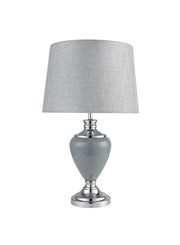 Hepburn Large Ceramic Table Lamp with Matching Shade - Grey & Chrome Hepburn Large Ceramic Table Lamp with Matching Shade - Grey & Chrome