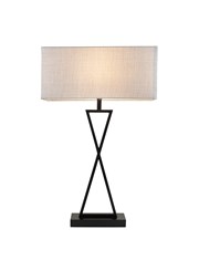 Large X Style Modern Rectangle Statement Table Lamp with Grey Shade - Black Large X Style Modern Rectangle Statement Table Lamp with Grey Shade - Black