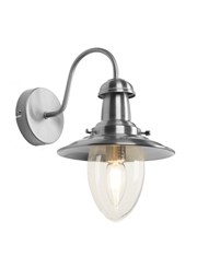 Fisherman Style Unswitched Wall Light - Satin Silver with Seeded Glass Shades Fisherman Style Unswitched Wall Light - Satin Silver with Seeded Glass Shades