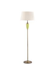 Malham Large Ceramic Floor Lamp with Ivory Pleated Shade - Green & Antique Brass Malham Large Ceramic Floor Lamp with Ivory Pleated Shade - Green & Antique Brass