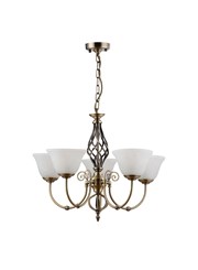 Kingswood 5 Light Ceiling Light with Alabaster Glass Shades - Antique Brass Kingswood 5 Light Ceiling Light with Alabaster Glass Shades - Antique Brass