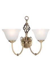 Kingswood Barley Twist Traditional Double Wall Light with Alabaster Glass Kingswood Barley Twist Traditional Double Wall Light with Alabaster Glass