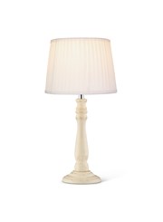 Camden Candlestick Table Lamp with Cotton Pleated Shade - Cream & Gold