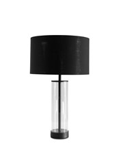 Arezo Black Glass Cylinder Table Lamp CW Gold Lined Black Shade Arezo Black Glass Cylinder Table Lamp CW Gold Lined Black Shade