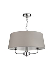 Korus Ceiling Chain 3 Light Satin Silver Finish Matching Modern Grey Shade Korus Ceiling Chain 3 Light Satin Silver Finish Matching Modern Grey Shade