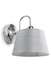Korus Modern Silver Wall Light with Grey Drum Shade - Uplight/Downlight Korus Modern Silver Wall Light with Grey Drum Shade - Uplight/Downlight