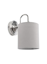 Korus Modern Silver Wall Light with Grey Cylinder Shade - Uplight/Downlight Korus Modern Silver Wall Light with Grey Cylinder Shade - Uplight/Downlight
