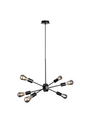 Alpha Industrial Black 6 Light Pendant Ceiling Light