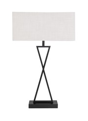 Large X Modern Rectangle Statement Table Lamp with Ivory White Shade - Black Large X Modern Rectangle Statement Table Lamp with Ivory White Shade - Black