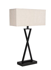 Large X Style Modern Rectangle Statement Table Lamp with Natural Shade - Black Large X Style Modern Rectangle Statement Table Lamp with Natural Shade - Black