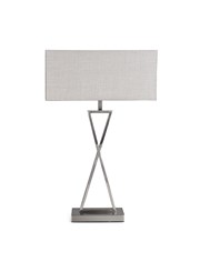 Large X Style Modern Rectangle Statement Table Lamp with Grey Shade - Silver Large X Style Modern Rectangle Statement Table Lamp with Grey Shade - Silver