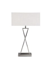 Large X Style Modern Rectangle Statement Table Lamp with Ivory Shade - Silver Large X Style Modern Rectangle Statement Table Lamp with Ivory Shade - Silver