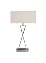 Large X Style Modern Rectangle Statement Table Lamp with Natural Shade - Silver Large X Style Modern Rectangle Statement Table Lamp with Natural Shade - Silver