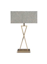 Large X Modern Rectangle Statement Table Lamp with Blue Shade - Antique Brass Large X Modern Rectangle Statement Table Lamp with Blue Shade - Antique Brass