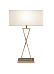 Large X Modern Rectangle Statement Table Lamp with Ivory Shade - Antique Brass Large X Modern Rectangle Statement Table Lamp with Ivory Shade - Antique Brass