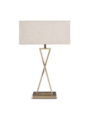 Large X Modern Rectangle Statement Table Lamp with Natural Shade - Antique Brass Large X Modern Rectangle Statement Table Lamp with Natural Shade - Antique Brass