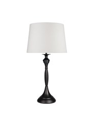 Messini Large Black Elegant Candlestick Table Lamp with Ivory Linen Shade Messini Large Black Elegant Candlestick Table Lamp with Ivory Linen Shade