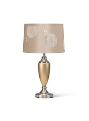 Malham Large Table Lamp with Lacy Bloom Stencil Shade - Champagne Gold & Silver