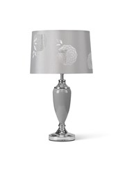Malham Large Table Lamp with Lacy Bloom Stencil Shade - Modern Grey & Silver