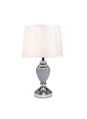 Malham Grey Ceramic Table Lamp with Ivory Pleated Shade - Modern Grey & Silver