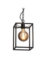 Chapel Matt Black Industrial Style Pendant Cage with Chain Chapel Matt Black Industrial Style Pendant Cage with Chain