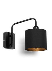 Stratton Matt Black Swing Arm Switched Wall Light with Matching Shade Stratton Matt Black Swing Arm Switched Wall Light with Matching Shade