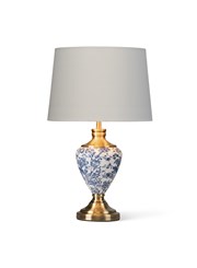 Hepburn Large Ceramic Table Lamp with White Gold Shade - Blue Print, Brass Hepburn Large Ceramic Table Lamp with White Gold Shade - Blue Print, Brass