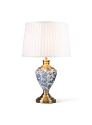 Hepburn Large Ceramic Table Lamp with Matching Shade - Modern White, Blue, Brass Hepburn Large Ceramic Table Lamp with Matching Shade - Modern White, Blue, Brass