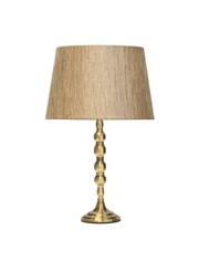 Bergen Slimline Antique Brass Candlestick Table Lamp w/ Gold Linen Shade