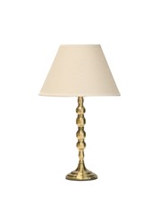 Bergen Slimline Antique Brass Candlestick Table Lamp with Coolie CR4 Linen Shade Bergen Slimline Antique Brass Candlestick Table Lamp with Coolie CR4 Linen Shade