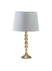 Bergen Slimline Antique Brass Candlestick Table Lamp with Grey Linen Shade Bergen Slimline Antique Brass Candlestick Table Lamp with Grey Linen Shade