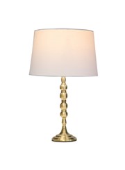 Bergen Slimline Antique Brass Candlestick Table Lamp with Ivory Linen Shade Bergen Slimline Antique Brass Candlestick Table Lamp with Ivory Linen Shade