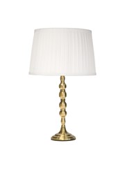 Bergen Slimline Antique Brass Candlestick Table Lamp with Ivory Pleated Shade Bergen Slimline Antique Brass Candlestick Table Lamp with Ivory Pleated Shade