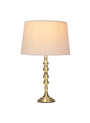 Bergen Slimline Antique Brass Candlestick Table Lamp with Natural Linen Shade Bergen Slimline Antique Brass Candlestick Table Lamp with Natural Linen Shade