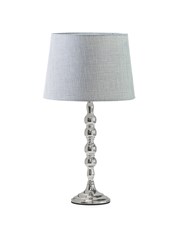 Bergen Slimline Silver Chrome Candlestick Table Lamp with Grey Linen Shade Bergen Slimline Silver Chrome Candlestick Table Lamp with Grey Linen Shade