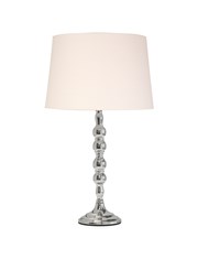 Bergen Slimline Silver Chrome Candlestick Table Lamp with Ivory Linen Shade Bergen Slimline Silver Chrome Candlestick Table Lamp with Ivory Linen Shade