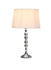 Bergen Slimline Silver Chrome Candlestick Table Lamp with Ivory Pleated Shade Bergen Slimline Silver Chrome Candlestick Table Lamp with Ivory Pleated Shade