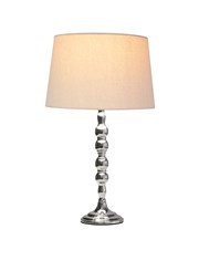 Bergen Slimline Silver Chrome Candlestick Table Lamp with Natural Linen Shade Bergen Slimline Silver Chrome Candlestick Table Lamp with Natural Linen Shade