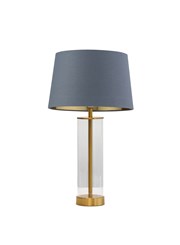 Arezo Gold Table Lamp with Blue Gold Lined Shade