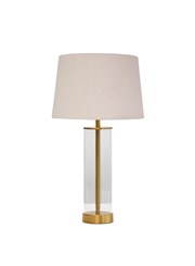 Arezo Gold Table Lamp with Natural Linen Shade