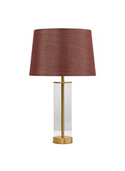 Arezo Gold Table Lamp with Red Gold Linen Shade