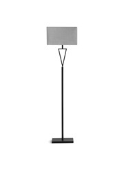 V Design Black Space-Saving Slimline Floor Lamp with Grey Linen Shade V Design Black Space-Saving Slimline Floor Lamp with Grey Linen Shade