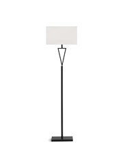 V Design Black Space-Saving Slimline Floor Lamp with Ivory Linen Shade V Design Black Space-Saving Slimline Floor Lamp with Ivory Linen Shade