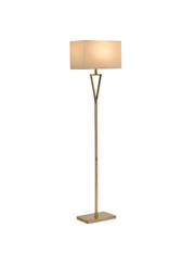 V Design Antique Brass Space-Saving Slimline Floor Lamp with Ivory Linen Shade V Design Antique Brass Space-Saving Slimline Floor Lamp with Ivory Linen Shade