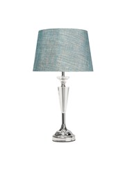 Kwartz Modern Faceted Glass Crystal Chrome Table Lamp with Blue Gold Shade Kwartz Modern Faceted Glass Crystal Chrome Table Lamp with Blue Gold Shade