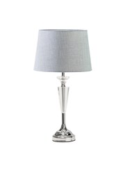 Kwartz Modern Faceted Glass Crystal Chrome Table Lamp with Grey Linen Shade Kwartz Modern Faceted Glass Crystal Chrome Table Lamp with Grey Linen Shade