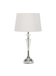 Kwartz Modern Faceted Glass Crystal Chrome Table Lamp with Ivory Linen Shade Kwartz Modern Faceted Glass Crystal Chrome Table Lamp with Ivory Linen Shade